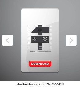 Build, craft, develop, developer, game Glyph Icon in Carousal Pagination Slider Design & Red Download Button