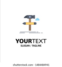 Build, design, develop, tool, tools Flat Color Icon Vector. Vector Icon Template background