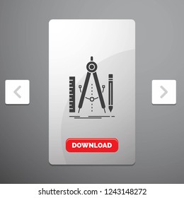 Build, design, geometry, math, tool Glyph Icon in Carousal Pagination Slider Design & Red Download Button