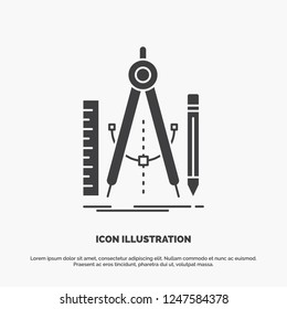 Build, design, geometry, math, tool Icon. glyph vector gray symbol for UI and UX, website or mobile application