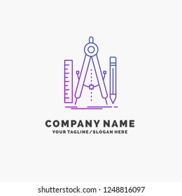 Build, design, geometry, math, tool Purple Business Logo Template. Place for Tagline