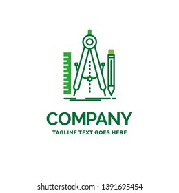 Build, design, geometry, math, tool Flat Business Logo template. Creative Green Brand Name Design.