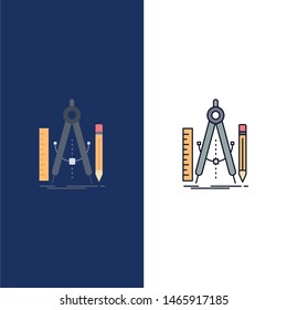 Build, design, geometry, math, tool Flat Color Icon Vector. Vector Icon Template background