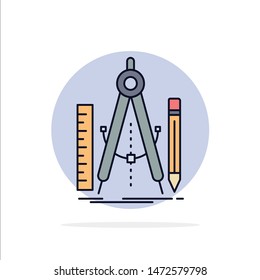 Build, design, geometry, math, tool Flat Color Icon Vector