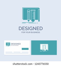 build, equipment, fab, lab, tools Business Logo Glyph Icon Symbol for your business. Turquoise Business Cards with Brand logo template.