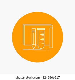 build, equipment, fab, lab, tools White Line Icon in Circle background. vector icon illustration