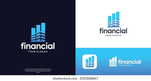 Construya la inspiración del diseño del logotipo de las finanzas, Elementos ciegos del concepto de la línea de la silueta.