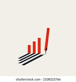 Build growth business vector concept. Symbol of success, motivation, ambition and achievement for woman. Minimal design eps10 illustration