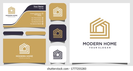 build house logo design with line art style. home build abstract For Logo and business card design