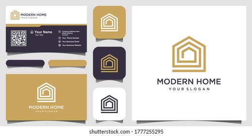 diseño del logotipo de la casa con estilo de arte de línea. resumen de compilación en casa Para diseño de logotipos y tarjetas de visita