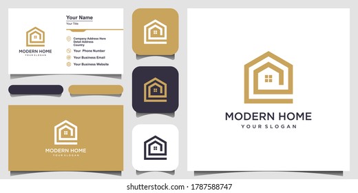 build house logo design with line art style. home build abstract For Logo and business card design