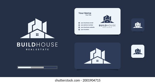 Build house logo with flat design. home build abstract for logo design inspiration