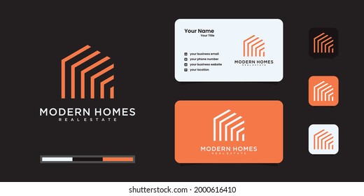 Build house logo with line art style. home build abstract for logo and business card design