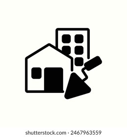 icono de construcción, icono de glifo negro aislado