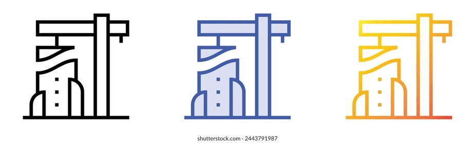 build icon. Linear, Blue Fill and Gradient Style Design Isolated On White Background