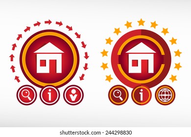 Build icon on creative background. Red design concept for banner, web, advertising, print.