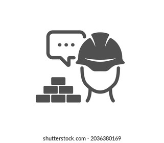 Build icon. Safety helmet sign. Construction engineer symbol. Classic flat style. Quality design element. Simple build icon. Vector