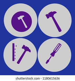 build icon. build vector icons set hammer, hammer nails and screwdriver