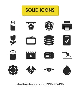 Build icons set with cinema, gear and ticket elements. Set of build icons and flower concept. Editable vector elements for logo app UI design.