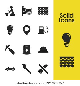 Build icons set with map, gas and mine elements. Set of build icons and cover concept. Editable vector elements for logo app UI design.