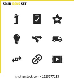 Build icons set with safety, truck and delivery elements. Set of build icons and link concept. Editable vector elements for logo app UI design.