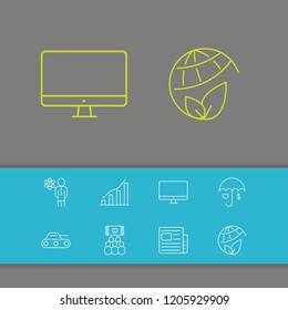 Build icons set with umbrella, scientist and army elements. Set of build icons and science concept. Editable vector elements for logo app UI design.