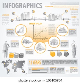 build info graphic vector with map of World