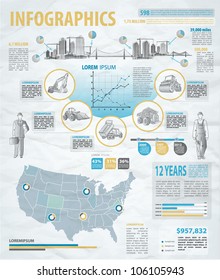 build info graphic vector with map of USA. Easy to edit states