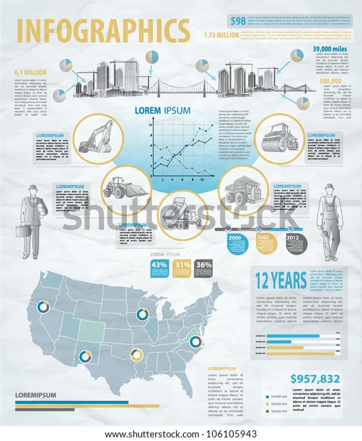 build info graphic vector with map of USA. Easy to\
edit states