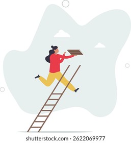Construir la escalera del éxito, desarrollar la escalera para mejorar la oportunidad, la trayectoria profesional o el logro del trabajo, el paso del crecimiento para progresar, superar el concepto de desafío, la vida del carácter.