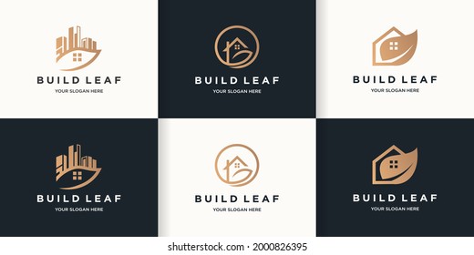 build leaf logo, green house logo