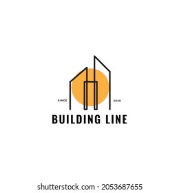CONSTRUIR CON DISEÑO DE ILUSTRACIÓN DE VECINOS DE LOGOTIPO DE LÍNEA