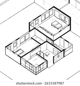 Build map silhouette vector in a modern, minimal style. Ideal for city planning, architecture, or layout design