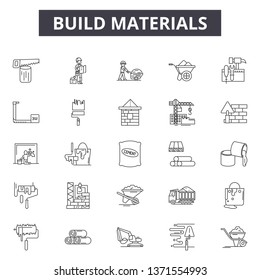 Build materials line icons, signs set, vector. Build materials outline concept, illustration: construction,build,house,dehome