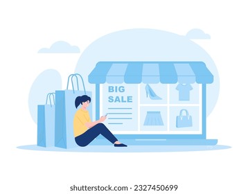 Build an online store trending concept flat illustration