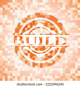 Build orange mosaic emblem with background