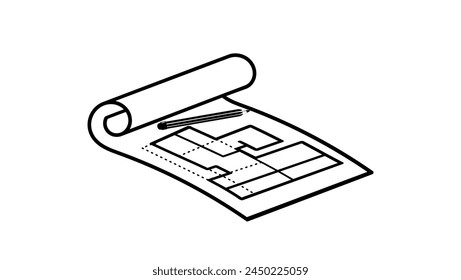 Build planning, black isolated silhouette