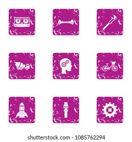 Build a platform icons set. Grunge set of 9 build a platform vector icons for web isolated on white background