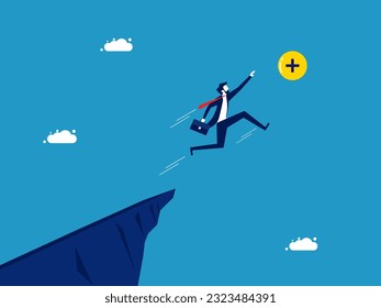 Build up positive energy. Businessman jumping and grabbing positive energy