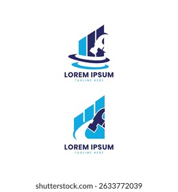 build real estate creative construction builder building hammer logo design concept