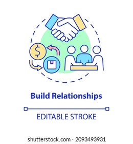 Build relationship concept icon. Starting distribution business. Select trading partners abstract idea thin line illustration. Vector isolated outline color drawing. Editable stroke