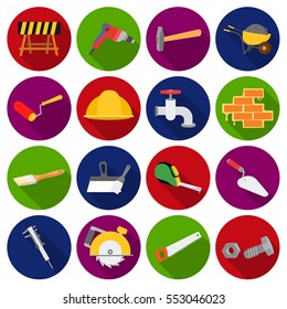 Build and repair set icons in flat style. Big collection of build and repair vector symbol stock illustration