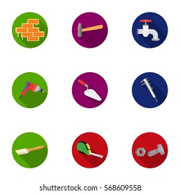 Build and repair set icons in flat style. Big collection of build and repair vector symbol stock illustration