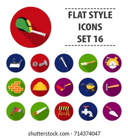Build and repair set icons in flat style. Big collection of build and repair vector symbol stock illustration