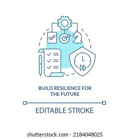 Build resilience for future turquoise concept icon. Immediate attention area abstract idea thin line illustration. Isolated outline drawing. Editable stroke. Arial, Myriad Pro-Bold fonts used