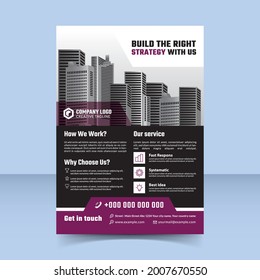 build the right strategy purple flyer template deign