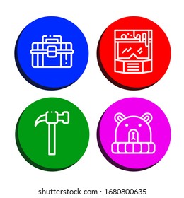 build simple icons set. Contains such icons as Toolbox, Helmet, Hammer, Hat, can be used for web, mobile and logo