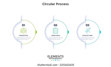 Build strategy of startup boosting circular process infographic chart design template. Commercial planning infochart with icons. Instructional graphics with 3 steps sequence. Visual data presentation