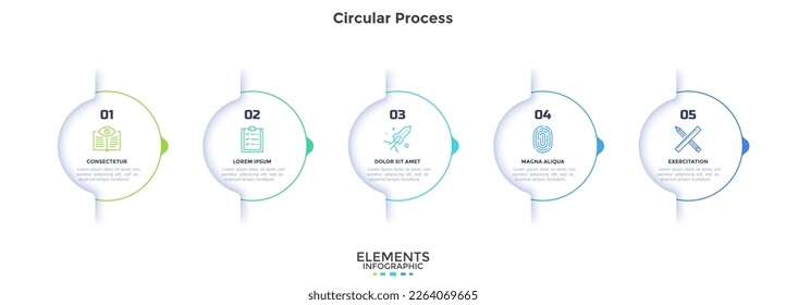 Build strategy of startup boosting circular process infographic chart design template. Commercial planning infochart with icons. Instructional graphics with 5 steps sequence. Visual data presentation