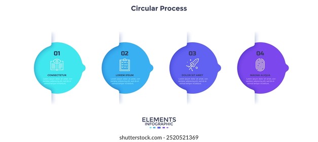 Build strategy of startup boosting circular process infographic chart design template. Commercial planning infochart with icons. Instructional graphics with 4 steps sequence. Visual data presentation